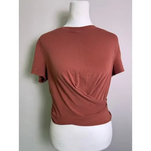 Lululemon Time To Restore Short Sleeve Wrap Top Rustic Clay Medium - Picture 2 of 10